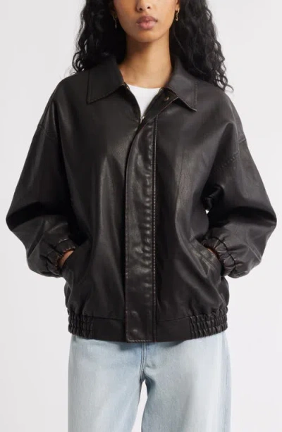 Bp. Oversize Faux Leather Jacket In Black