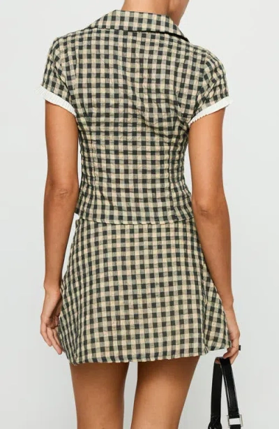 Princess Polly Rhom Check Cotton Crop Button-up Shirt & Miniskirt Set