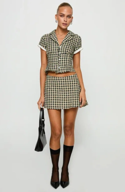 Princess Polly Rhom Check Cotton Crop Button-up Shirt & Miniskirt Set