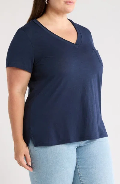 Caslonr Caslon(r) Short Sleeve Cotton & Modal V-neck Pocket T-shirt