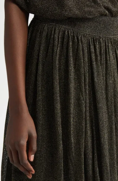 Zimmermann Gathered Metallic Knit Maxi Skirt