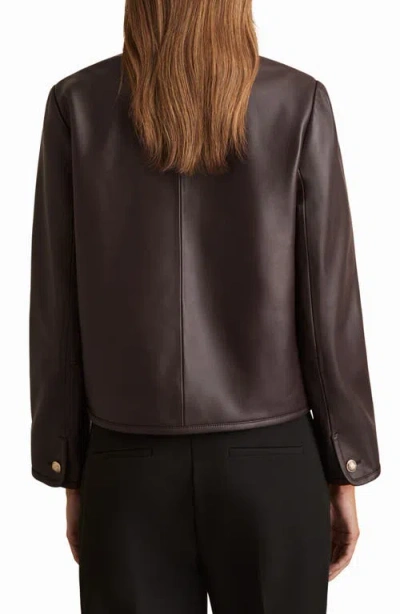Reiss Gracie Leather Jacket In Brown