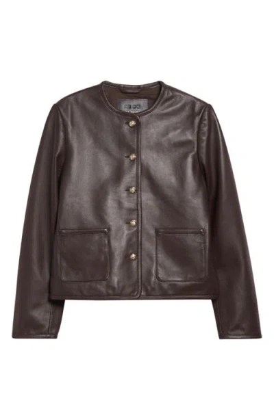 Reiss Gracie Leather Jacket In Brown
