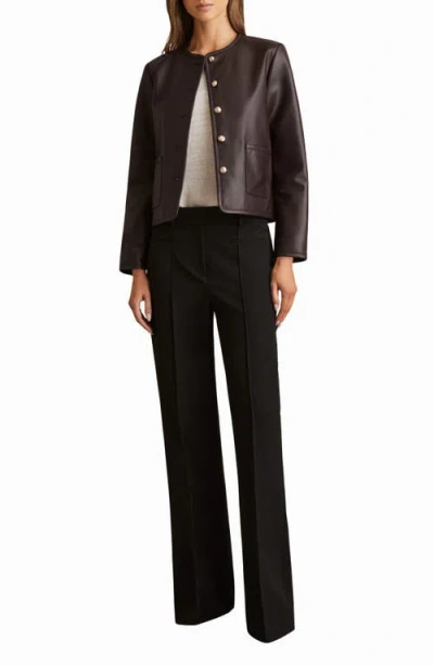 Reiss Gracie Leather Jacket In Brown