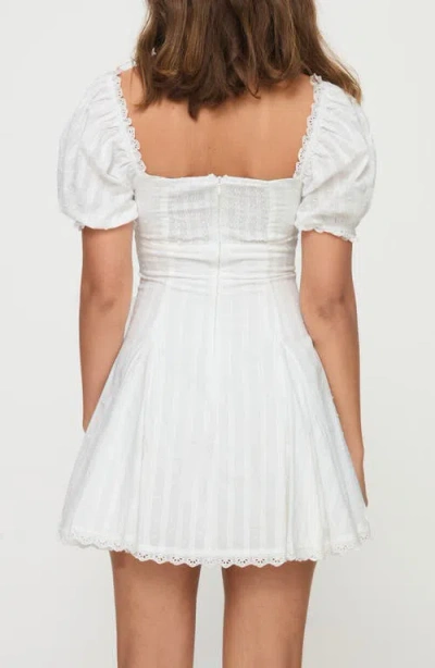 Princess Polly Rabatia Swiss Dot & Tonal Stripe Cotton Minidress In White