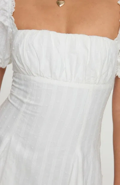 Princess Polly Rabatia Swiss Dot & Tonal Stripe Cotton Minidress In White