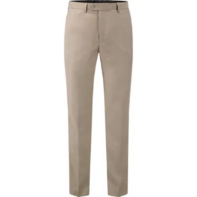 Victor Emmanuel Vince Flat Front Twill Stretch Dress Pants In Brown