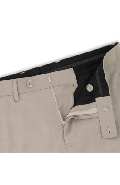 Victor Emmanuel Vince Flat Front Twill Stretch Dress Pants In Brown