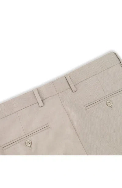 Victor Emmanuel Vince Flat Front Twill Stretch Dress Pants In Brown