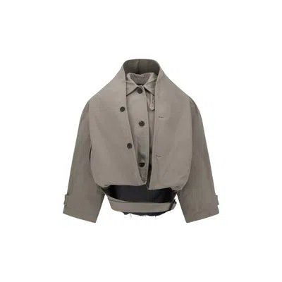 Balenciaga Reverse Hooded Trench Coat In Neutral