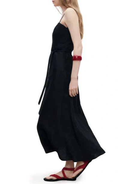 Mango Women's Bow Linen-blend Dress In Black