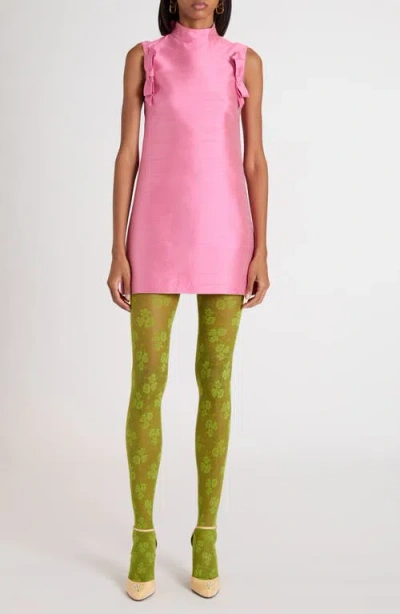 Valentino Bow-detailed Silk-twill Mini Dress In Pink