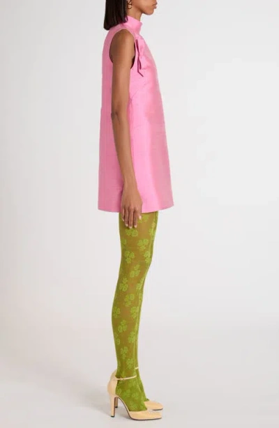Valentino Bow-detailed Silk-twill Mini Dress In Pink
