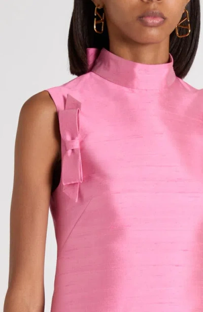 Valentino Bow-detailed Silk-twill Mini Dress In Pink