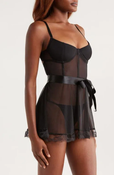 Coquette Mon Amour Underwire Chemise In Black