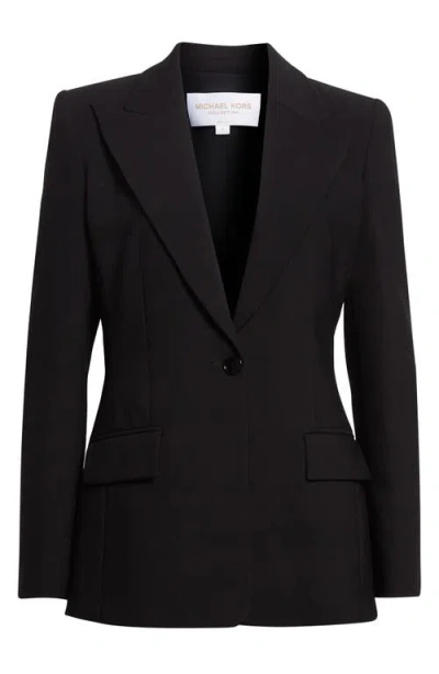 Michael Kors Georgina Stretch Pebble Crepe Blazer In Black