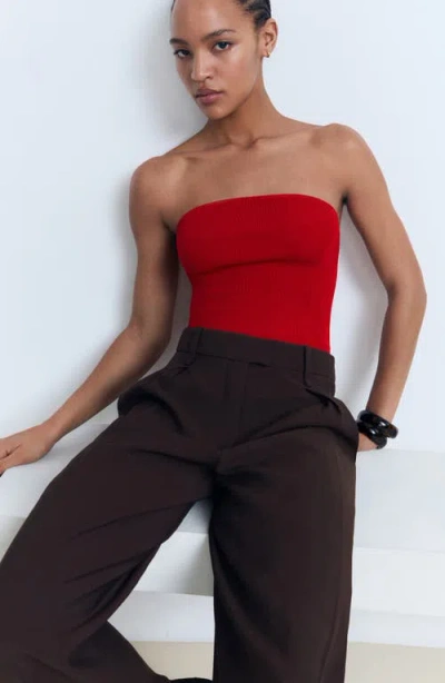 Mango Strapless Fitted Top Red In Red