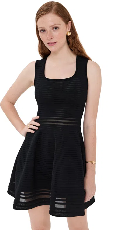 Simkhai Black Square Neck Dress With Flared Skirt In Fabric Woman