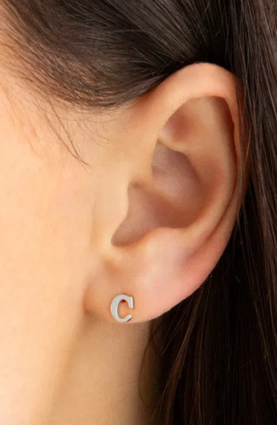 Marlyn Schiff Block Letter Initial Stud Earrings In Silver