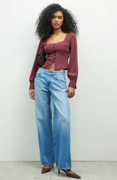 Open Edit Matte Satin Corset Top In Red