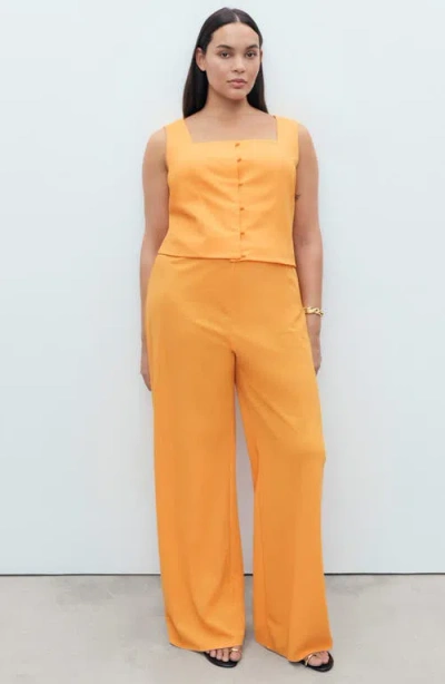 Mango Flowy Straight Leg Pants In Orange