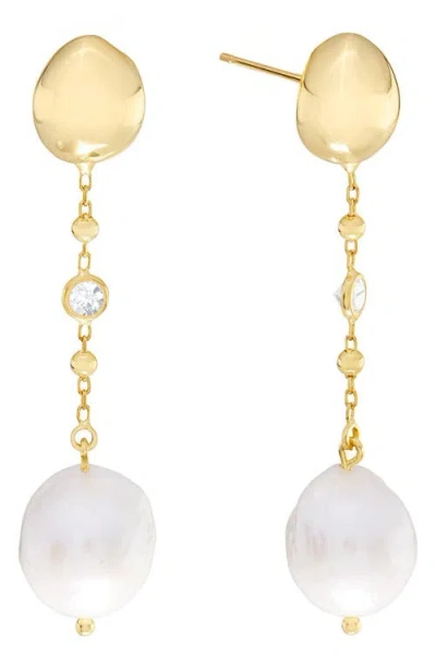 Athra Luxe Freshwater Pearl & Cubic Zirconia Drop Earrings