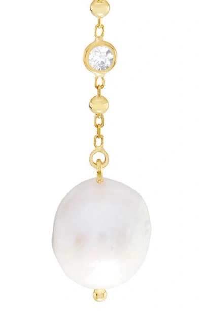 Athra Luxe Freshwater Pearl & Cubic Zirconia Drop Earrings