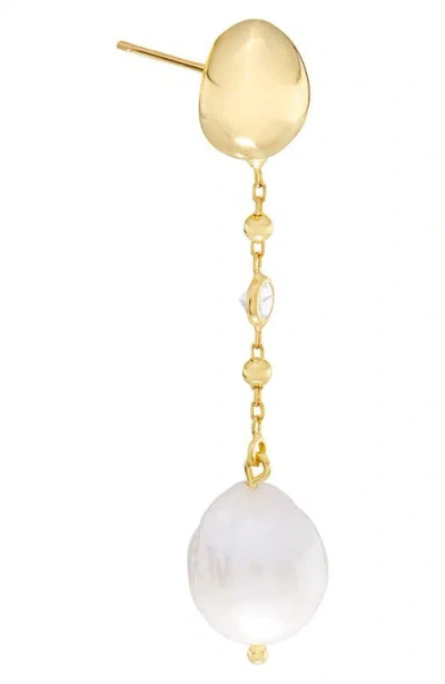 Athra Luxe Freshwater Pearl & Cubic Zirconia Drop Earrings