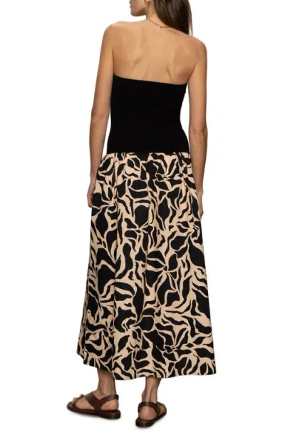 Sanctuary Meet Me At Sea Strapless Mixed Media Maxi Dress In Black