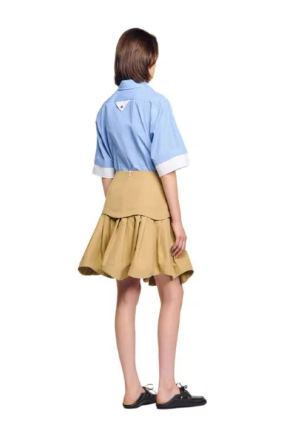 Sandro Mini Flared Pleated Skirt In Brown