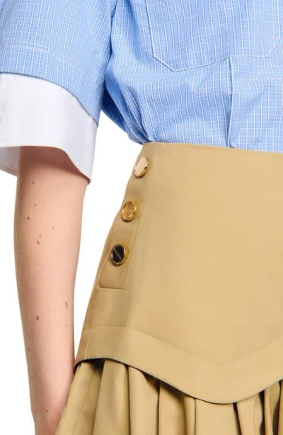 Sandro Mini Flared Pleated Skirt In Brown