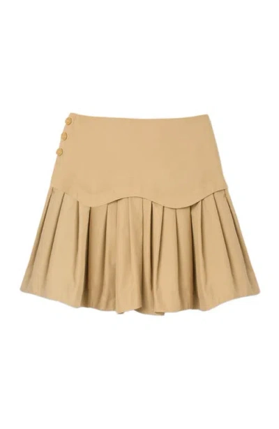 Sandro Mini Flared Pleated Skirt In Brown