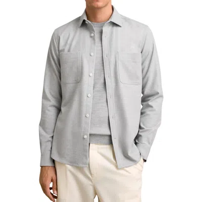Reiss Mens Crawford Twin-pocket Woven Overshirt Soft Grey Melange In Gray