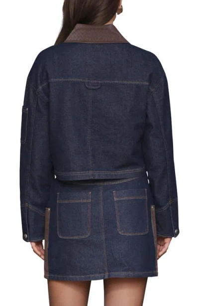 Avec Les Filles Crop Denim Jacket In Blue