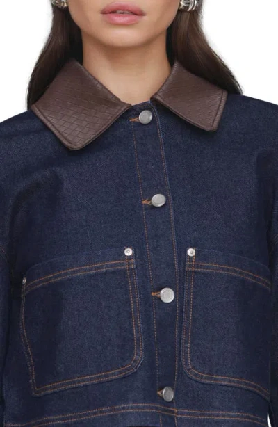 Avec Les Filles Crop Denim Jacket In Blue
