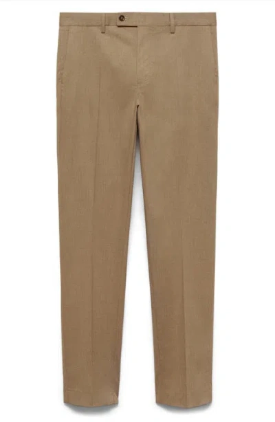 Mango Monaco Slim Fit Suit Pants In Brown