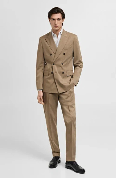 Mango Monaco Slim Fit Suit Pants In Brown