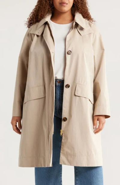 Barbour Hebrides Longline Waterproof Jacket With Removable Hood In Neutral