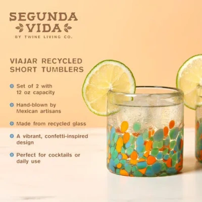 Twine Segunda Vida Viajar Short Tumblers Set Of 2 In Green