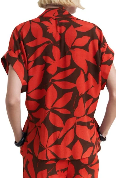 Mango Floral Short Sleeve Button-up Shirt