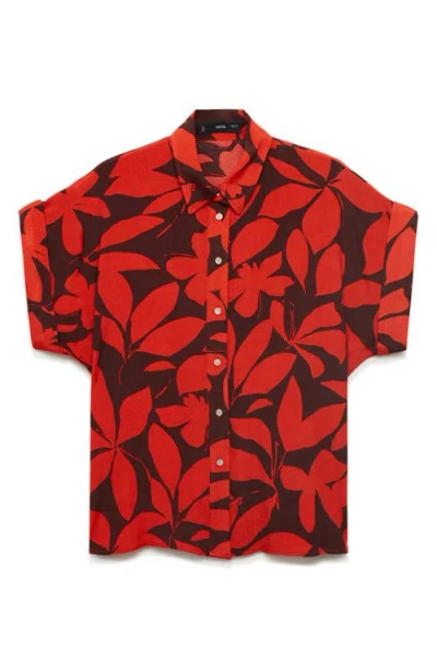 Mango Floral Short Sleeve Button-up Shirt