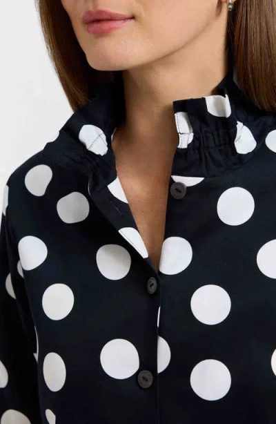 Foxcroft Carolina Dot Print Cotton Button-up Shirt
