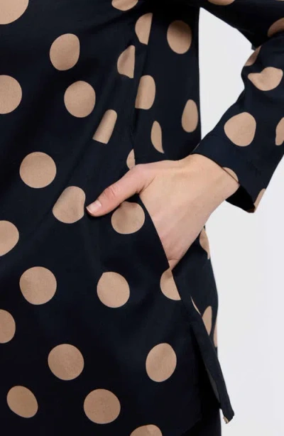 Foxcroft Carolina Dot Print Cotton Button-up Shirt In Black