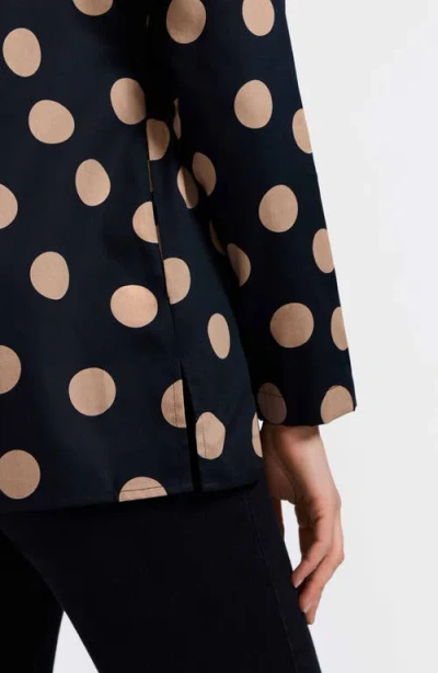 Foxcroft Carolina Dot Print Cotton Button-up Shirt In Black
