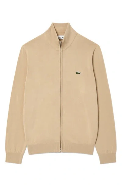 Lacoste Two Way Zip Jacket In Neutral