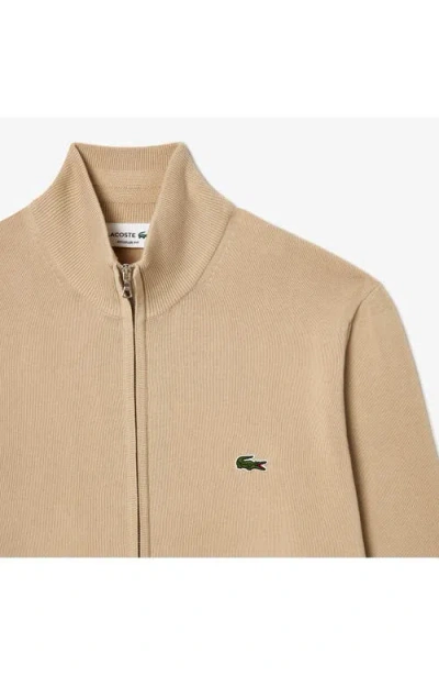 Lacoste Two Way Zip Jacket In Neutral