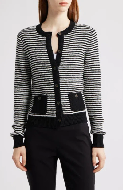 Nic + Zoe Nic+zoe Textured Stripe Button Cardigan In Multi