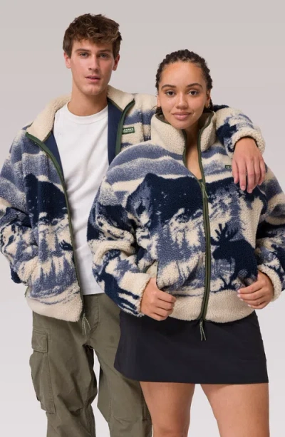 Parks Project Acadia Moose Full Zip High Pile Fleece Jacket In Multi
