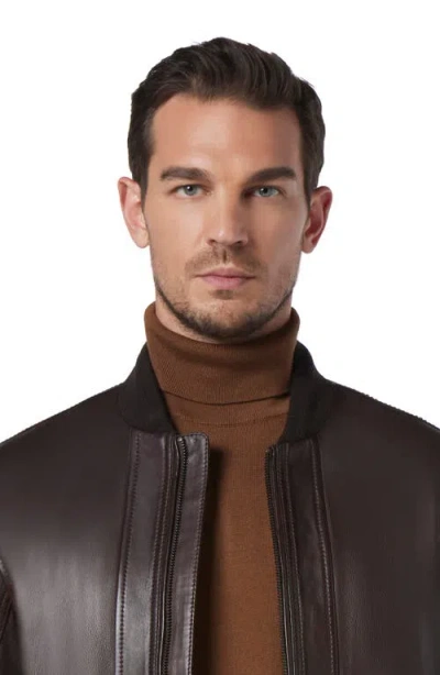 Andrew Marc Macneil Leather Bomber Jacket In Brown
