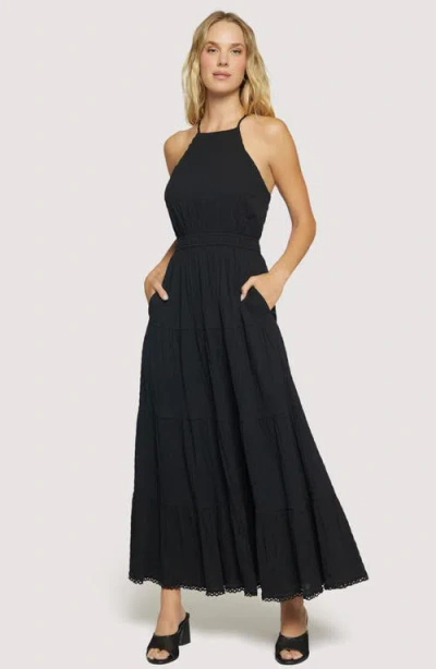 Lost + Wander Bella Luna Crushed Tiered Maxi Dress In Black